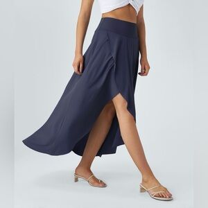 HALARA Breezeful High Waisted High-Low Ruffle 2-in-1 Flowy Skirt - Patriot Blue